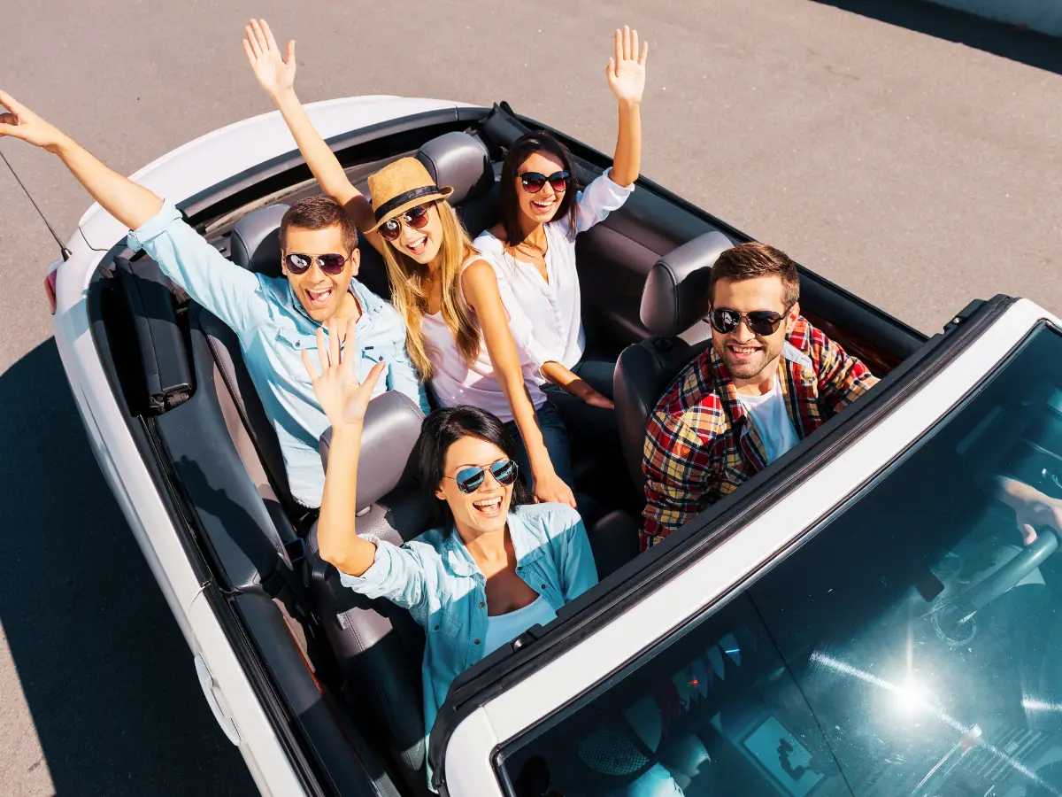 Couple driving during sunset in Naxos